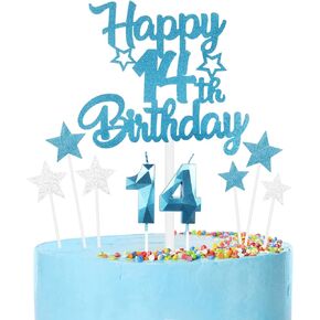 1st Happy Birthday Candles Cake Toppers,Blue Number 1 Candle for Cake,Cake Candles for 1st Birthday Decorations,Star Cake Toppers for Boys Girls Birthday Party 3rd Wedding Anniversary