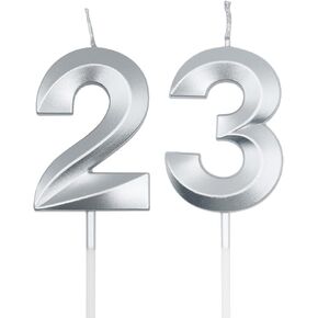 Champagne Gold 23rd & 32nd Birthday Candles for Cakes, Number 23 32 Candle Cake Cupcake Topper for Birthday Anniversary Party Decoration
