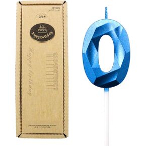 BLUE TOP 2.8 Inch Birthday Cake Candles Number Candles 3D Design Birthday Candles for Cake,Cake Topper Decoration for Kids,Adults,Party,Anniversary,Milestone Age.(DIY Blue Number 0)