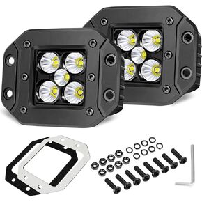 OFFROADTOWN Flush Mount LED Pods,2PCS 5 Inch 100W LED Driving Lights Spot Flood Combo Beam Reverse Backup Light Waterproof Flush Mount Light Pods Off Road Lights for Truck Pickup Jeep UTV ATV SUV