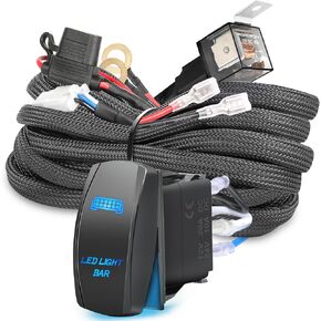 Wiring Harness, OFFROADTOWN 16.4FT 1 Lead Nylon Wiring Harness Kit for Fog Light LED Light Bars LED Pods 12V 40A Fuse Power Relay Wire Kit for Offroad Truck UTV ATV Boat