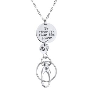Jetec Lanyard Necklace for ID Badges Keys Inspirational Be Stronger Than the Storm Pendant for Women Christmas nurses Gifts