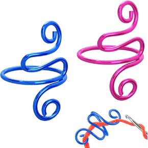 HOIRIX Crochet Tension Ring,Adjustable Lefties & Righties Yarn Tension Control Ring for Finger,Gifts for Her (Turquoise+Rose red)