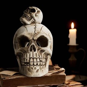Skull Incense Burner Holder Resin Skull Statues Halloween Skull Figurine Gothic Halloween Decorations Indoor Tabletop Decor Halloween Skeleton Incense Burner for Halloween Yoga Office Decor