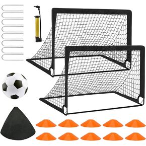 Soccer Goals for Backyard Set - 2 of 4' x 3' Portable Soccer Goal Training Equipment, Pop Up Soccer Net with Soccer Ball, Soccer Set for Beginner Games, Sports
