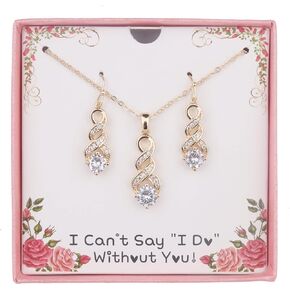 I Can't Say I Do Without You | 1 4 6 8 Sets Bridesmaid Jewelry Sets for Women Girls 18K Gold or Rose Gold Plated Cubic Zirconia Necklace and Earring Set for Wedding Gifts