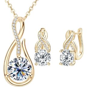 طقم قلادة وقلادة مويسانيتي إنفينيتي وأقراط دائرية in Kuwait