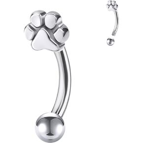 316L Stainless Steel Piercing Jewelry Cat Paw Rook Piercing Jewelry 16G Cartilage Tragus Daith Earrings Paw Prints Eyebrow Ring 6mm/8mm