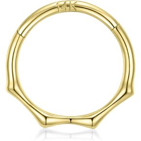 FUNLMO 14K Solid Gold Nose Ring 16G Septum Ring Yellow Gold Daith Helix Tragus Rook Conch Piercing Jewelry Cartilage Earring