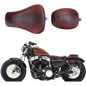 مقعد منفرد للسائق الأمامي من DREAMIZER + مقعد وسادة خلفي للراكب الخلفي متوافق مع Harley Davidson Sportster Iron 883 XL1200 883 48 72 2010-2015-Croscodile Style Brown in Saudi Arabia