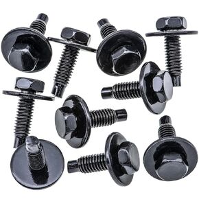 Rexka 10pcs M6-1.0 X 20mm Hex Head Sems Bolt W/Dog Point for Nissan Infiniti 08146-6162H - Multipurpose - Headlamp Fender Liner Splash Shield Bumper Cover Radiator Support Splash Shield
