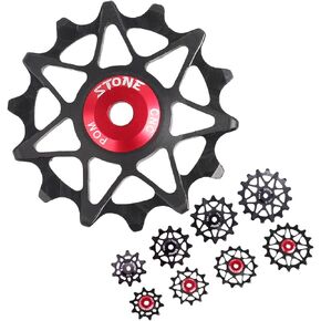 DJC Stone Bearing Bike Pulley Wheel Derailleur Pulley 8 9 10 11 Speed Narrow Wide Tooth Guide Roller 10t 12t 14t 16t MTB Road Bike Derailleur Over Sized Jockey