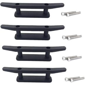 Anndason 6.5" Black Anchor Cleat Kit for Kayak Boat Canoe Mooring Deck Mount (4Pcs)