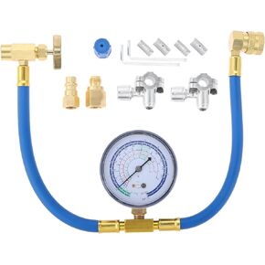 Mtsooning R134a Refrigerant Recharge Hose Guage Kit, R134A AC Refrigerant Charging Hose Gauge, Puncture Can Tap, BPV31 Bullet Piercing Valve, Self-Sealing Adapter, Retrofit Valve for A/C R134a R12 R22