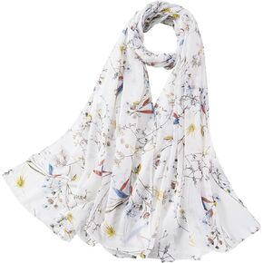 Scarfs for Women Lightweight Print Floral Pattern Chiffon Soft Scarf Shawl Fashion Scarves Sunscreen Shawls Wraps