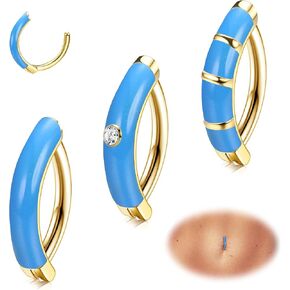 FIBO STEEL 3 قطعة 14 جرام جديد ملون الفرس حزام البطن 316L الجراحية الصلب البطن خاتم على شكل زر حلقات السرة ثقب البطن مجوهرات in Kuwait