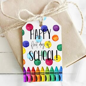 Happy First Day of School Gift Tags for Students Teachers Gifts, Back to School Gifts Decorations for Kids, Party Favors Supplies Gift Tag Stickers, Gift Labels for Kindergarten Preschool Elementary