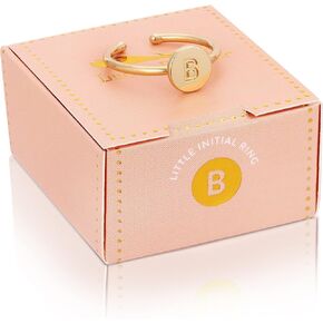 Lucky Feather Initial Rings for Women 14k Gold Dipped Personalized A - Z Alphabet Letter Ring - Adjustable Monogram Rings, Ideal Gifts for Women and Teen Girls
