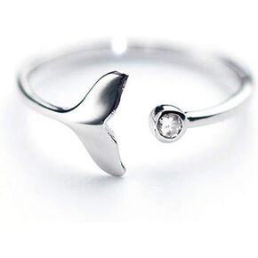 Whale Tail Ring Opening polishing Copper Adjustable Sea Animal Beach Jewelry for Women Girls