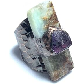 Natural Amethyst Green Jade Square Statement Ring for Women Girls Big Rings Adjustable Open Size Gemstone Dainty Trendy Simple Party Wedding Band Thumb Rings Jewelry Birthday Gifts