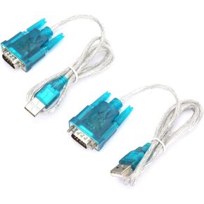 2Pcs USB to RS232 Serial, Port 9 Pin Cable Serial COM Port Adapter Convertor Blue