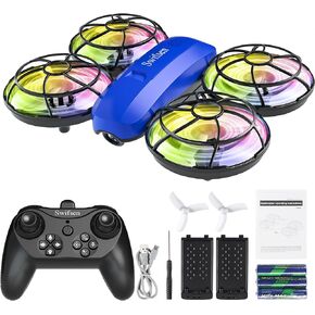 Drone with Camera for Kids and Beginner,Birthday Gift Toy for Boys and Girl,Indoor Quadcopter Plane for Boy,Small Helicopter with Auto Hovering, 3D Flips, Headless Mode,2 Batteries,Easy to fly