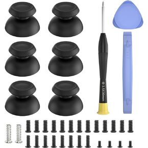 RGEEK Thumbsticks Replacement for PS5 Controller, Analog Stick Joysticks Grip Caps with Repair Kit for Playstation 5 Dualsense Controller, Black
