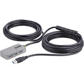 StarTech.com USB Extender Hub, 10m USB 3.0 Extension Cable w/ 4-Port USB-A Hub, Active/Bus Powered USB Repeater Cable, Optional 20W Power Supply Included, Level 2 ESD Protection (U01043-USB-EXTENDER)