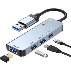 USB 3.0 Hub, 4 Port USB Hub Splitter, Portable USB Adapter Mini Multiport Expander for Laptop, Xbox, Flash Drive, HDD, Console, HP, Dell and More