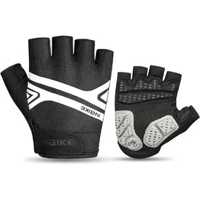 قفازات الدراجة الجبلية، قفازات ركوب الدراجات نصف أصابع MTB DH ركوب الدراجات على الطرق للرجال والنساء، أسود متوسط
