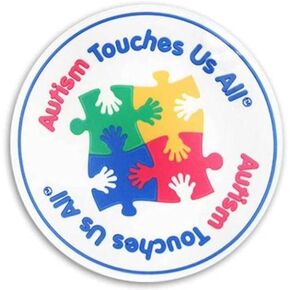 Autism Awareness Car Window Decal - Autism Touches Us All Puzzle Piece Circle Decal for Awareness & Fundraising (1 Decal - Retail)