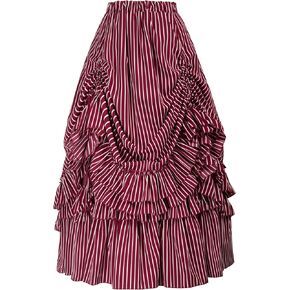 Belle Poque Women's Vintage Stripes Gothic Victorian Skirt Renaissance Style Falda