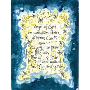 Baptism Gift - Guardian Angel Prayer Art by Dovetail Ink (8x10 inches)