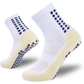 4 Pairs Men's Soccer Socks with Grip, Non Slip Anti Slip Athletic Socks with Cushion Pads for Football/Basketball