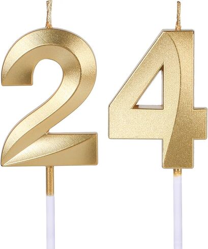 شموع عيد الميلاد الذهبية 24 و42 للكعك، عدد 24 42 شمعة لتزيين الكيك في الذكرى السنوية لحفلات الزفاف in Saudi Arabia