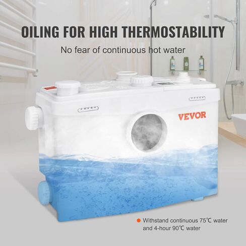VEVOR Macerator Pump, 700W, 9600 L/h Flow, 32.8 ft/10 m Head, Macerator Sewerage Sump Pump with 3 Water Inlets for Toilet, Basement, Kitchen, Sink, Shower, Bathtub Waste Water Disposal Upflush Machine in Saudi Arabia