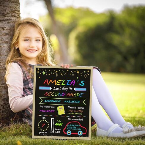 First Day of School Board 10 x 12 Inch Double Side 1st First Day and Last Day of School Chalkboard Sign for Preschool Kindergarten (Normal Frame) in Saudi Arabia