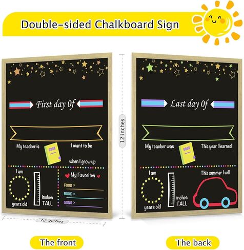 First Day of School Board 10 x 12 Inch Double Side 1st First Day and Last Day of School Chalkboard Sign for Preschool Kindergarten (Normal Frame) in Saudi Arabia