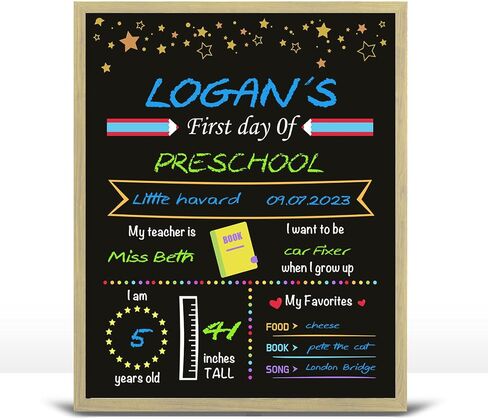 First Day of School Board 10 x 12 Inch Double Side 1st First Day and Last Day of School Chalkboard Sign for Preschool Kindergarten (Normal Frame) in Saudi Arabia