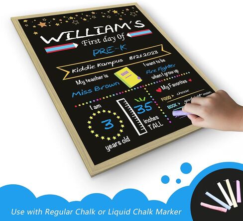 First Day of School Board 10 x 12 Inch Double Side 1st First Day and Last Day of School Chalkboard Sign for Preschool Kindergarten (Normal Frame) in Saudi Arabia