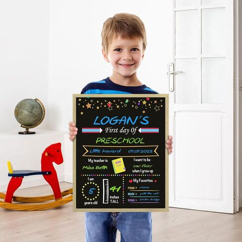 First Day of School Board 10 x 12 Inch Double Side 1st First Day and Last Day of School Chalkboard Sign for Preschool Kindergarten (Normal Frame) in Saudi Arabia
