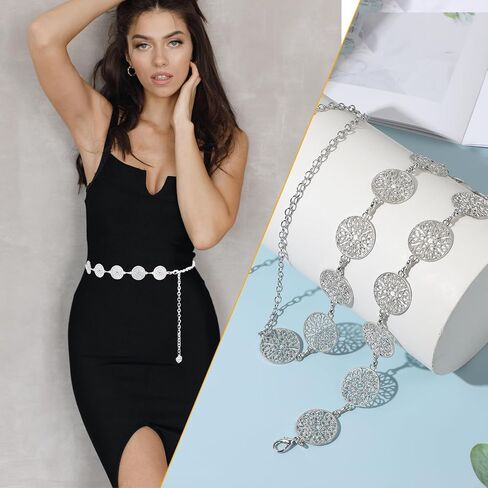 Chain Belts for Women, Retro Metal Waist Chain BeltsAdjustable Dress Waist Belt Evening dress belt decoration in Saudi Arabia