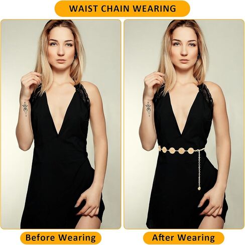 Chain Belts for Women, Retro Metal Waist Chain BeltsAdjustable Dress Waist Belt Evening dress belt decoration in Saudi Arabia