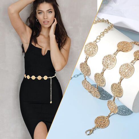 Chain Belts for Women, Retro Metal Waist Chain BeltsAdjustable Dress Waist Belt Evening dress belt decoration in Saudi Arabia