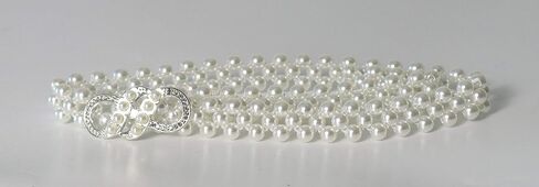 Women Stretch Pearl Belt,Rhinestones Interlocking Buckle Dress Elastic Waist Belts for Party Dress and Wedding Dresses Sash in Saudi Arabia