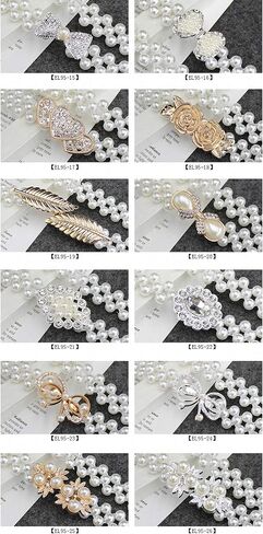 Women Stretch Pearl Belt,Rhinestones Interlocking Buckle Dress Elastic Waist Belts for Party Dress and Wedding Dresses Sash in Saudi Arabia