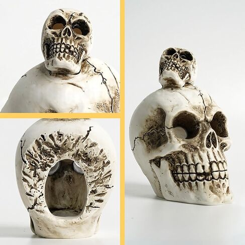Skull Incense Burner Holder Resin Skull Statues Halloween Skull Figurine Gothic Halloween Decorations Indoor Tabletop Decor Halloween Skeleton Incense Burner for Halloween Yoga Office Decor in Saudi Arabia