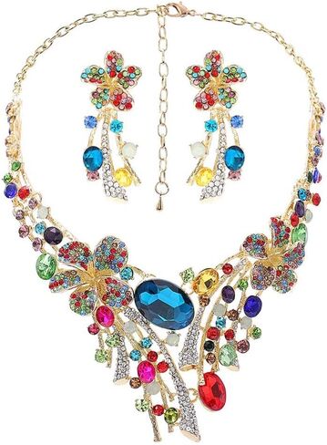 Campsis Women's Jewelry Set Flower Statement Necklace and Earring Set Bridal Jewelry Set for Wedding in Saudi Arabia