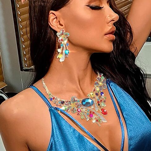 Campsis Women's Jewelry Set Flower Statement Necklace and Earring Set Bridal Jewelry Set for Wedding in Saudi Arabia