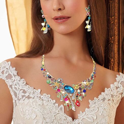 Campsis Women's Jewelry Set Flower Statement Necklace and Earring Set Bridal Jewelry Set for Wedding in Saudi Arabia